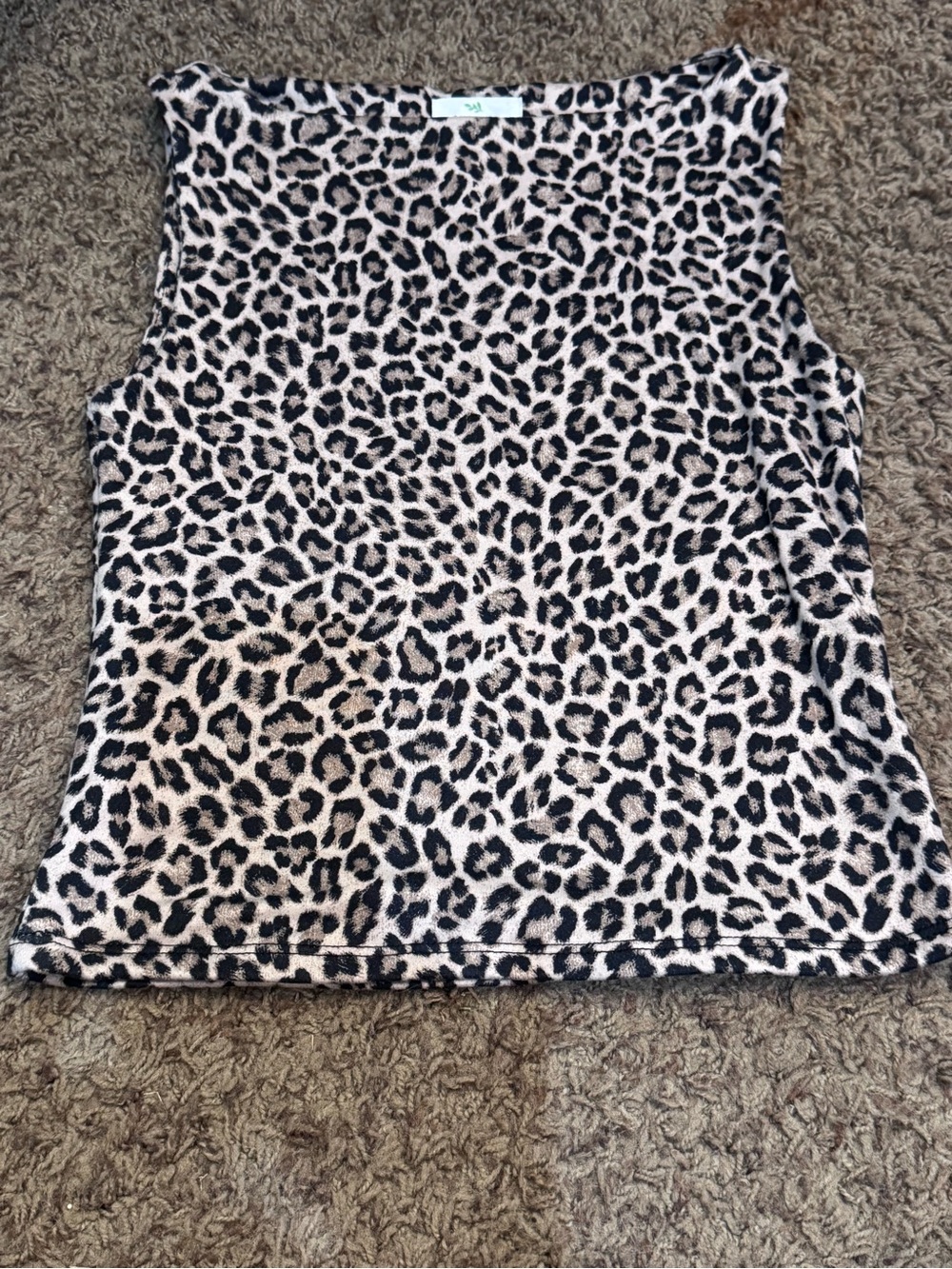Sleeveless Leopard Print Tank Top - Beige/Black - Picture 6 of 7
